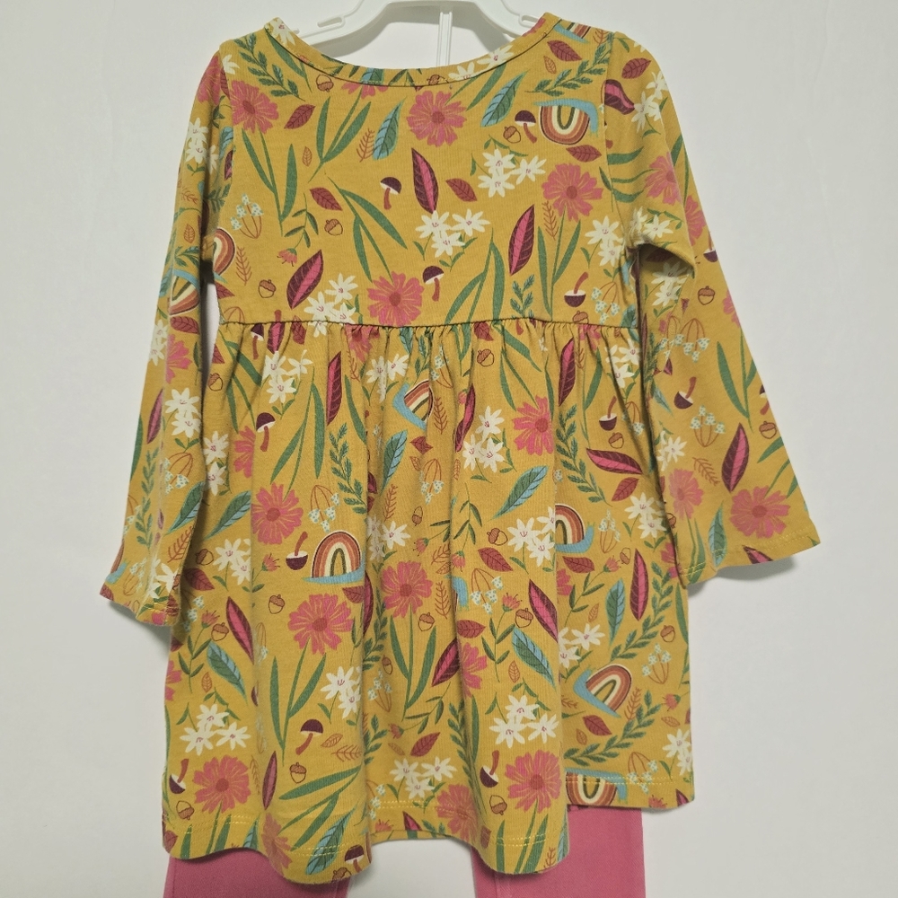 Toddler Girl 2T Fall Dress Mustard Yellow/ Pants - Picture 3 of 13